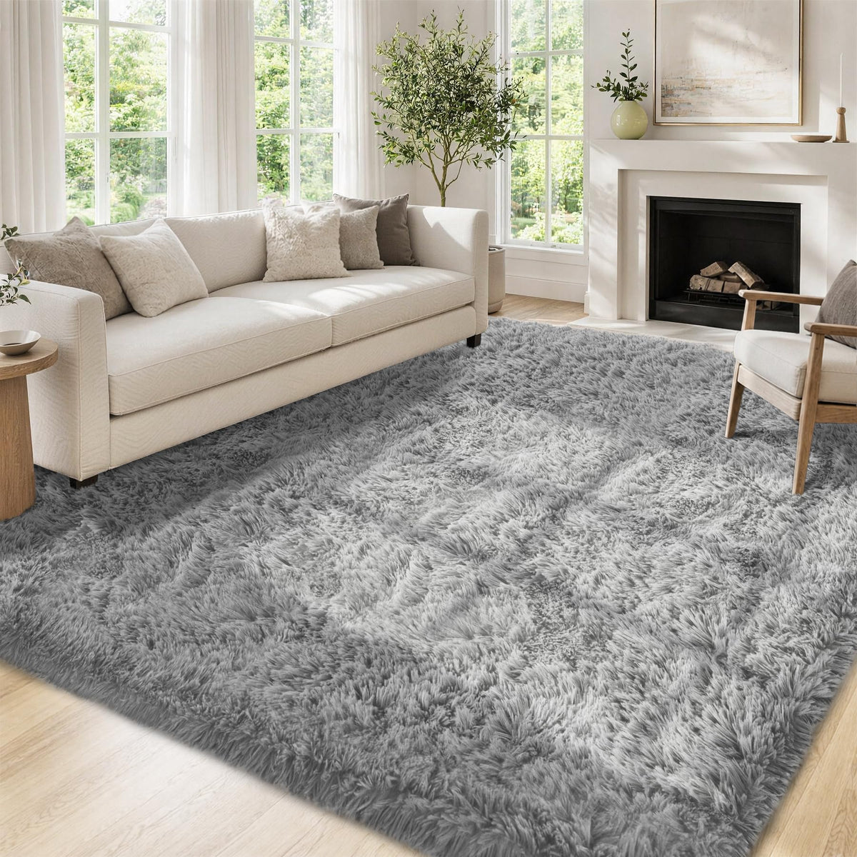 Tosuoka 5x7 Area Rugs for Living Room Bedroom, Black Rug Soft Fluffy Shag
