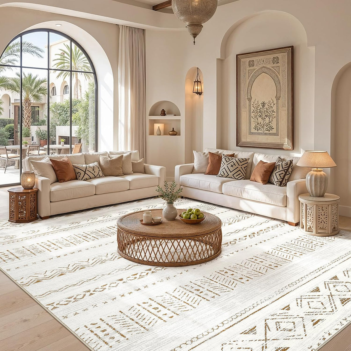 cotiled Boho 5x7 Area Rugs for Living Room: Soft Moroccan Washable Rug