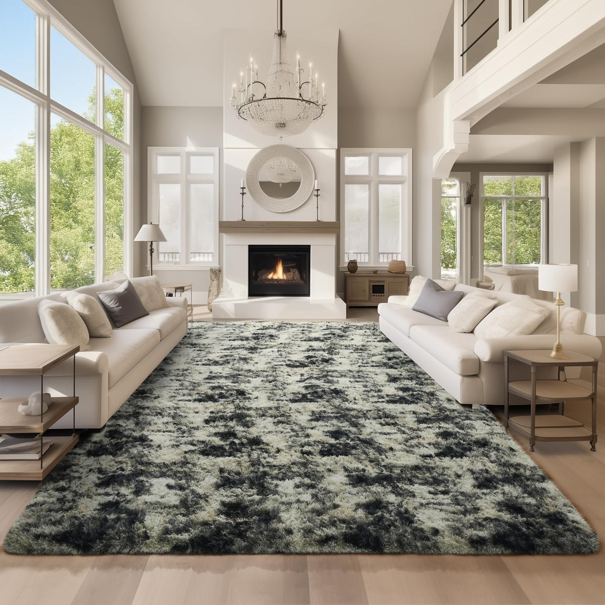Ophanie Area Rugs for Bedroom, Christmas Upgrade Non-Slip Ivory Fluffy Soft Shag Living Room Carpet, Indoor Floor 4x6 Fuzzy Shaggy Plush Nursery Rug for Kids Dorm Decor with Over 99 pcs Pile fibers