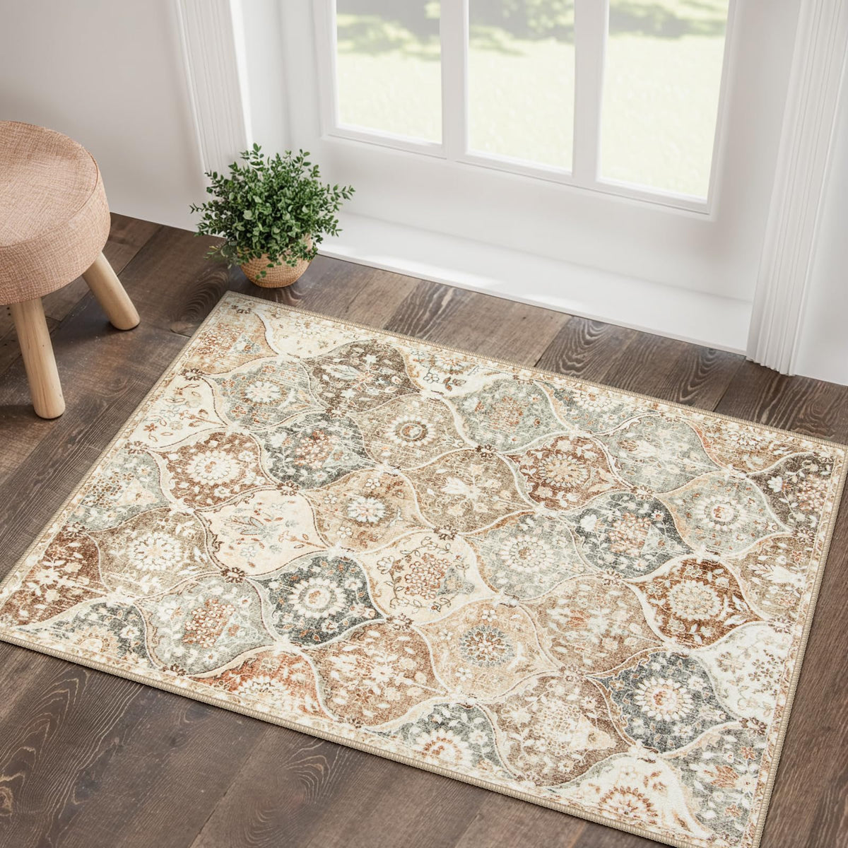 Lahome Moroccan Machine Washable Rugs for Living Room, 4x6 Rug for Bedroom