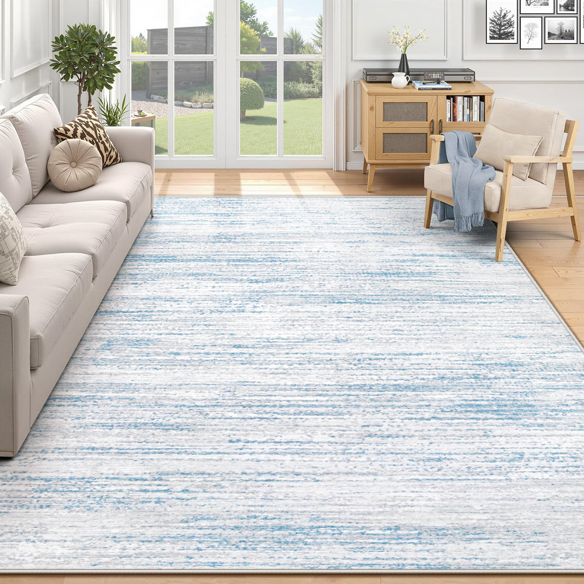 Area Rug 6x9 Living Room Rugs: Washable Modern Rug Non-Slip Soft Rugs Stain Resistant Printed Rug Indoor Carpet for Bedroom Kitchen Dining Room Nursery Home(Beige, 6'x9')