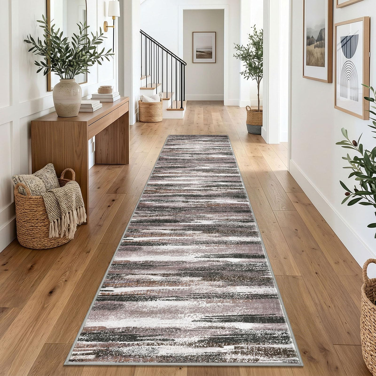Lansny Abstract 2x3 Area Rug Small Washable Entryway Rug Non Slip Door Mat