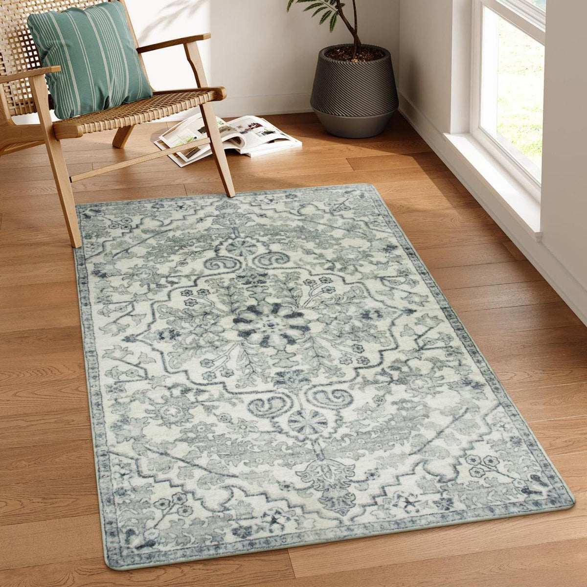 Lahome Felice Boho Tribal 2x3 Washable Small Rugs for Entryway Doormat Indoor Entrance, Throw Rugs with Rubber Backing, Bohemian Soft Non-Slip Bathroom Carpet for Bath Front Door Kitchen Floor