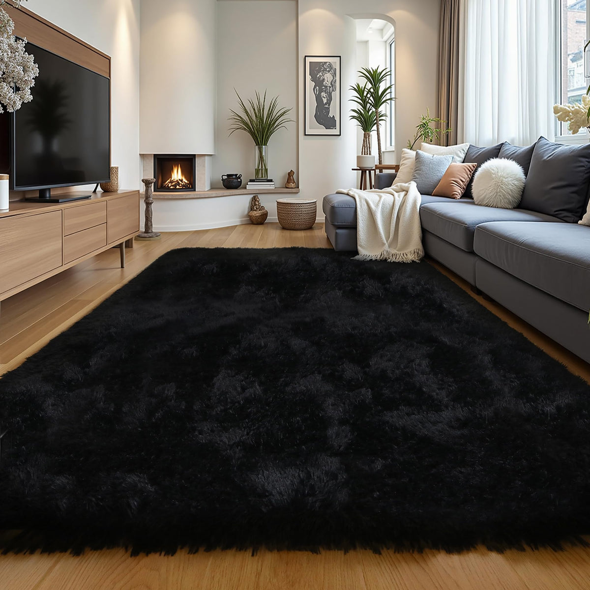 Pink Fluffy 4x6 Area Rugs for Bedroom Girls, Plush Washable Carpet