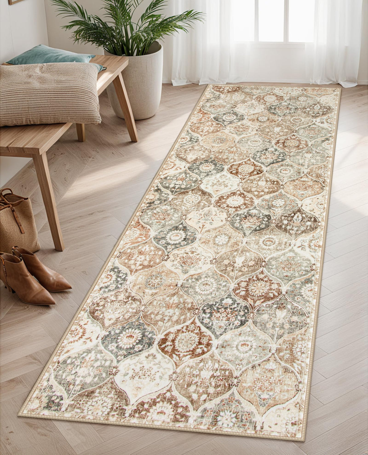 Lahome Moroccan Machine Washable Rugs for Living Room, 4x6 Rug for Bedroom