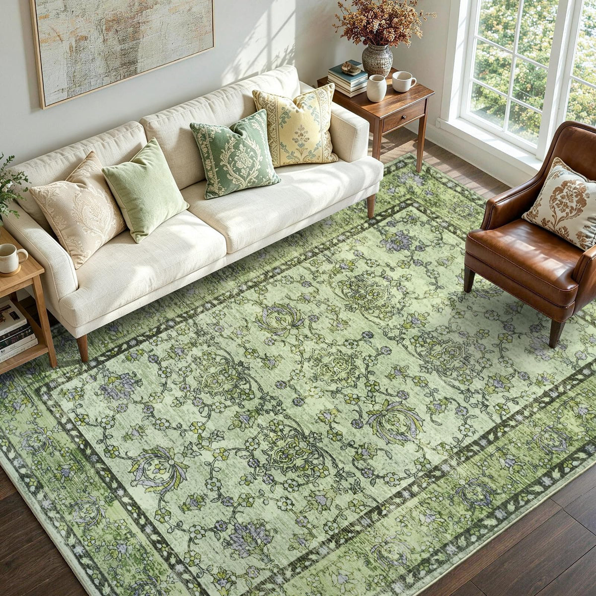 6x9 Ft Large Area Rugs for Living Room, Soft Non-Slip Washable Rugs Modern Abstract Pattern Carpet for Bedroom Indoor Floor Nursery Home Decor (Blue)