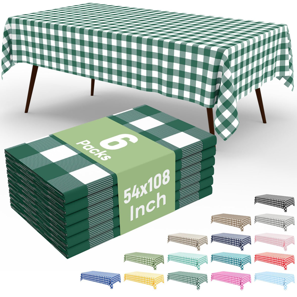 misaya 4 Packs Buffalo Disposable Table Cloth, 54 x 108 Inch Waterproof Plastic Tablecloth, Rectangle Red and White Checkered Table Covers for Picnic, Birthday, Party, Back to School