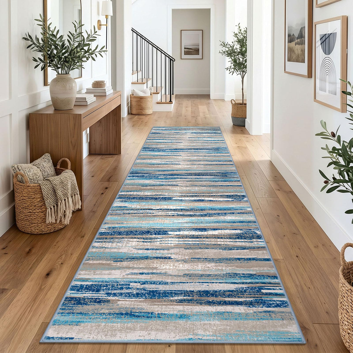 Lansny Abstract 2x3 Area Rug Small Washable Entryway Rug Non Slip Door Mat