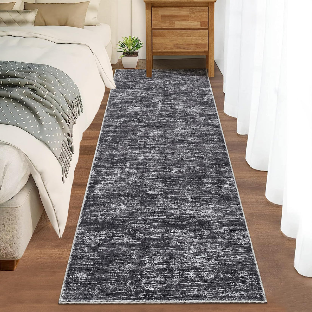 RUGSREAL Bedroom Area Rug 4x6 Modern Abstract Area Rug Stain Resistant Small Living Room Rug Contemporary Dining Room Rug Non-Slip Solid Rug Aesthetic Accent Floor Carpet for Kitchen Office, Dark Grey