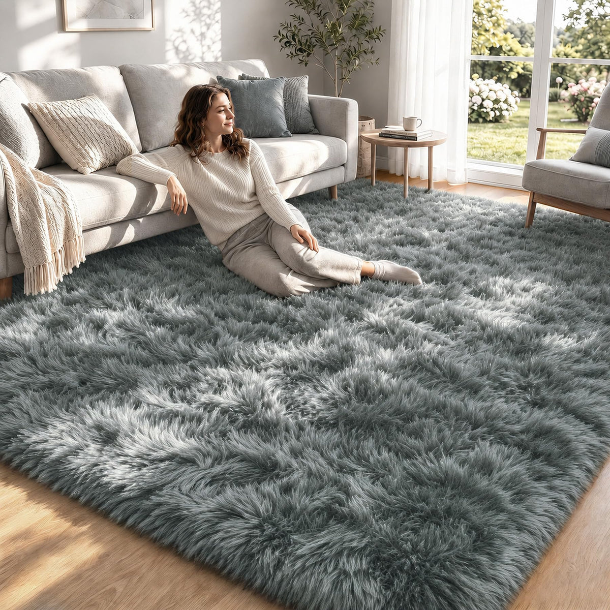 4x6 Area Rugs for Living Room: Soft Black Fluffy Rug Shag Washable Rug Plush Fuzzy Indoor Carpet for Bedroom Nursery Playroom Girls Boys Kids Room (Black, 4'x6')