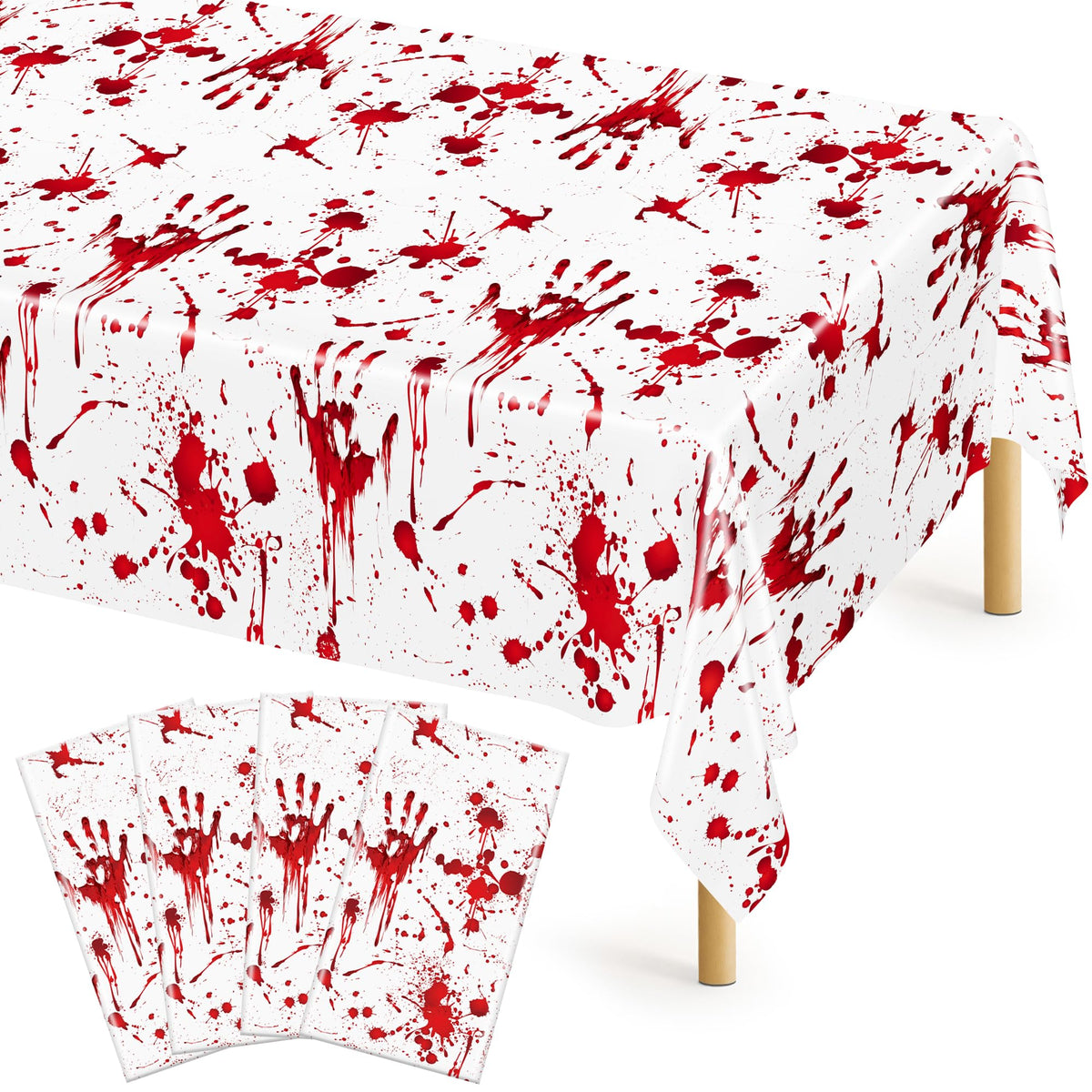QZYL 4 Packs White Plastic Tablecloth, Large Sturdy Disposable Table Cloth