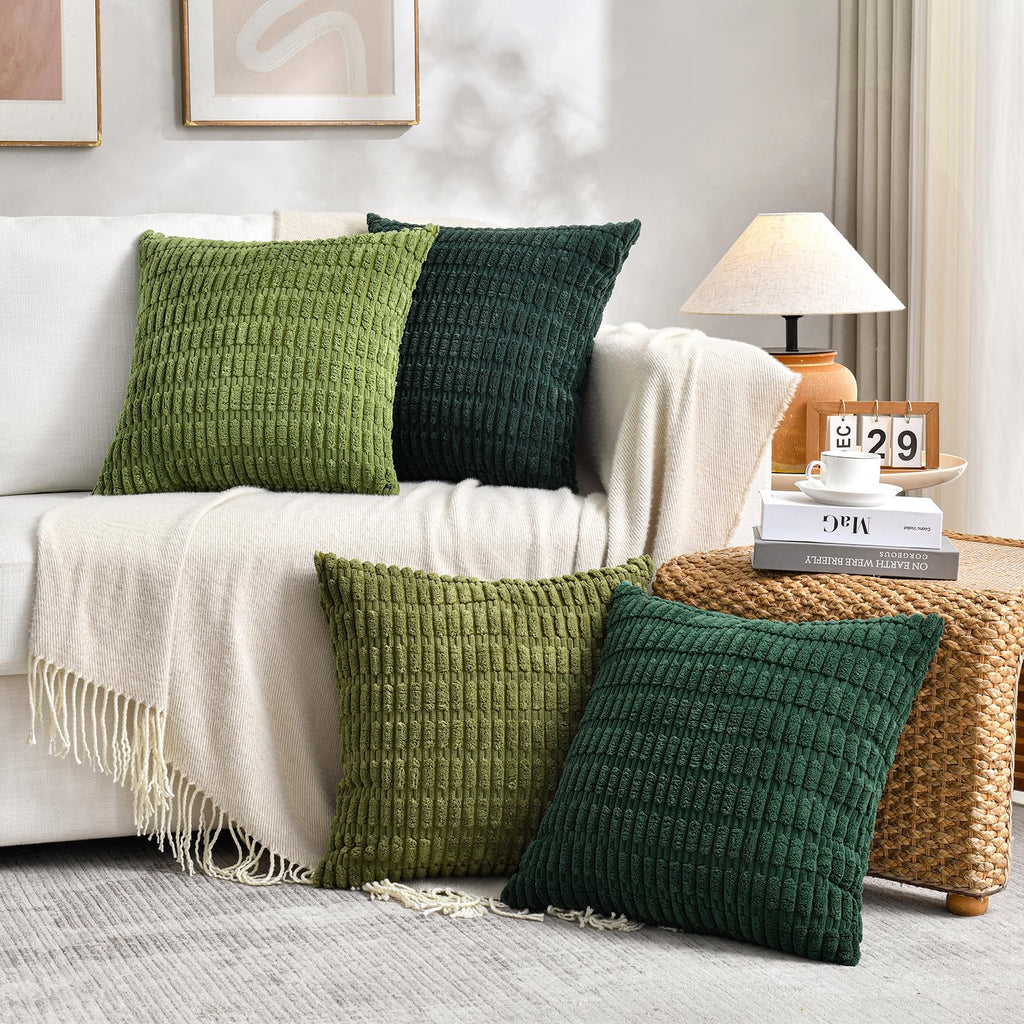 Fancy Homi 4 Packs Decorative Throw Pillow Covers for Living Room Couch Bed, Modern Farmhouse Boho Home Décor Accent Cushion Case, 18" x 18", Neutral