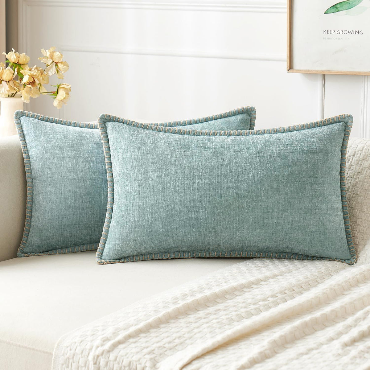 MIULEE Decorative Couch Throw Pillow Covers 18x18 Inch Sage Green 2 Pack