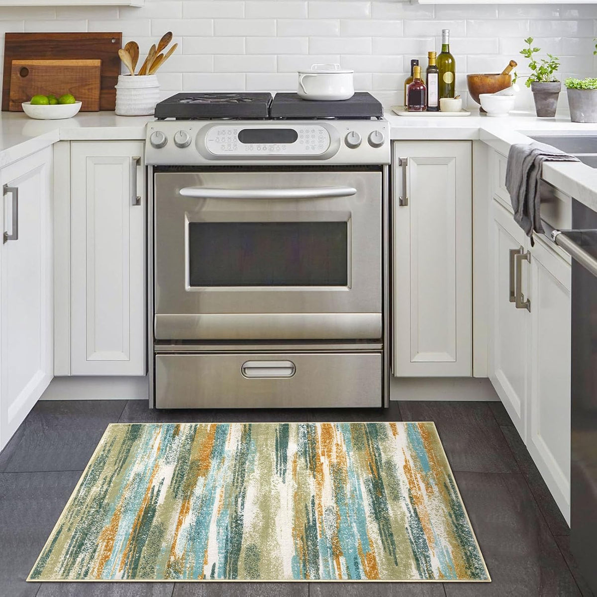 Lansny Abstract 2x3 Area Rug Small Washable Entryway Rug Non Slip Door Mat