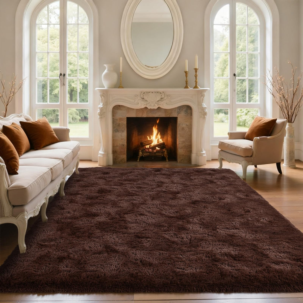 5x7 Black Area Rugs for Living Room, Large Fluffy Shag Bedroom Rugs Non-Slip, Ultra Soft Plush Carpet for Nursery Kids PlayRoom Dorm Office Indoor Modern Carpets
