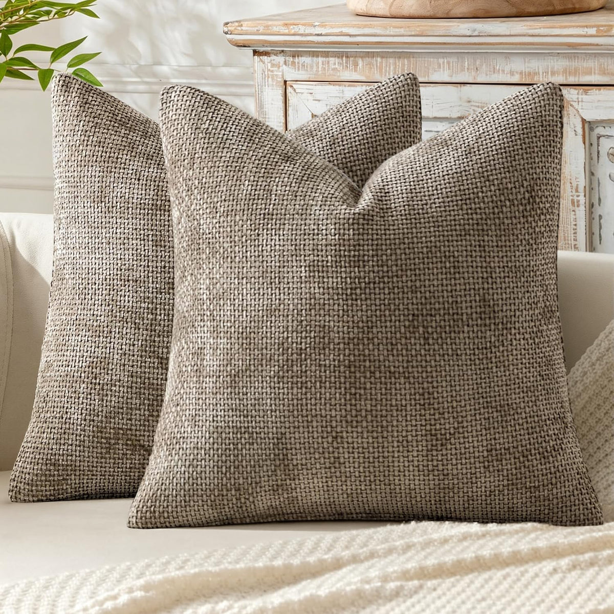 MIULEE Decorative Couch Throw Pillow Covers 18x18 Inch Coastal Blue 2 Pack