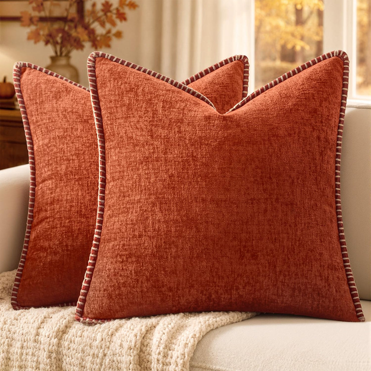 MIULEE Decorative Couch Throw Pillow Covers 18x18 Inch Sage Green 2 Pack