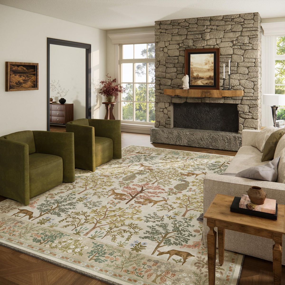 Washable Area Rugs for Living Room: 9x12 Area Rug for Bedroom Vintage Stain Resistant Non Slip Low Pile Lightweight Soft Carpet for Kitchen Dining Room Farmhouse Kids Room Nursery