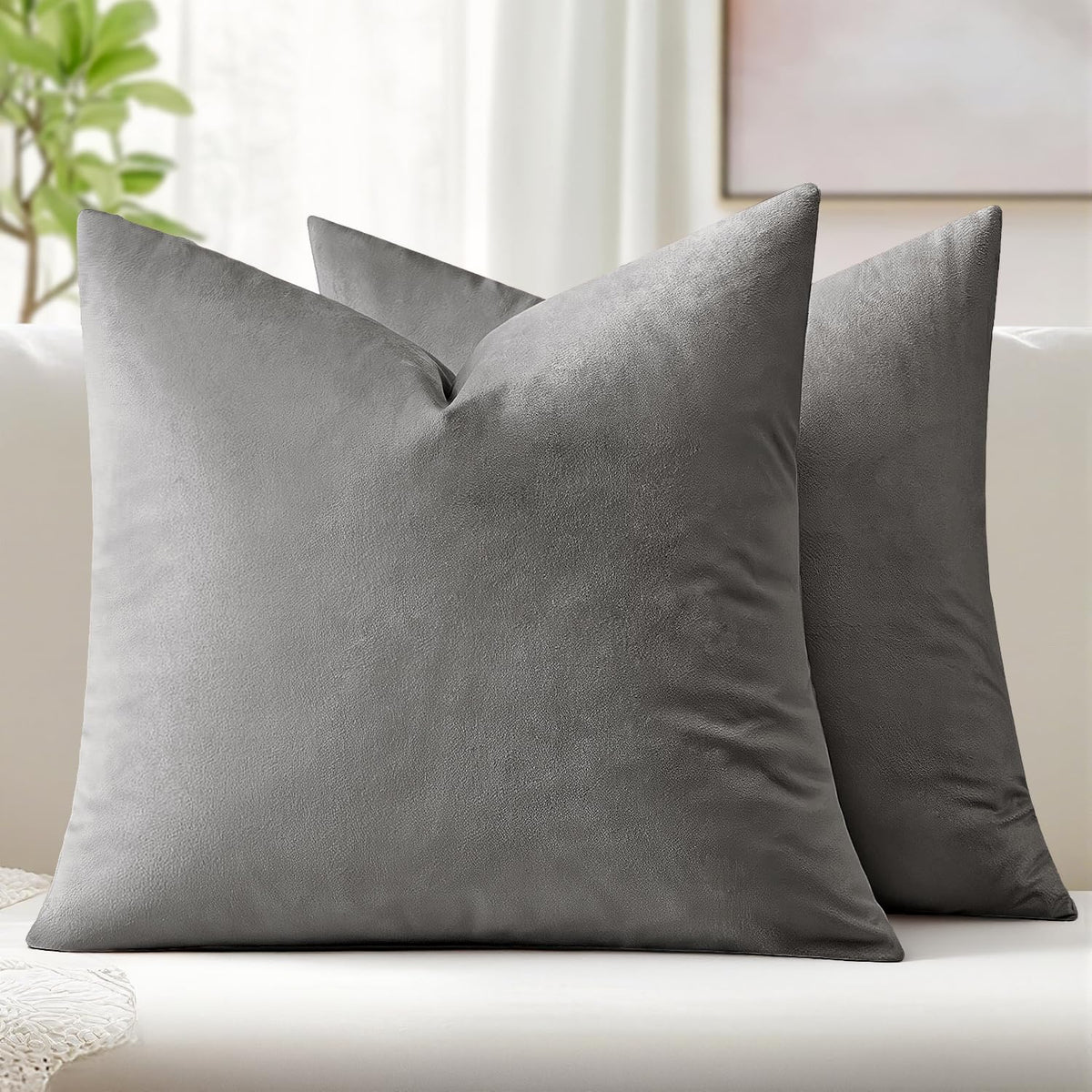 MIULEE Velvet Throw Pillow Covers 18x18 Inch Pack of 2 Dark Blue