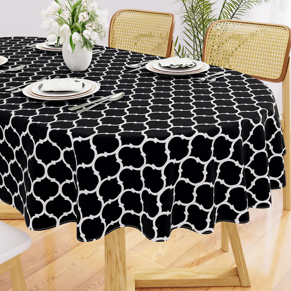 Smiry Rectangle Table Cloth, Flannel Backed Vinyl Tablecloth, 60"x84"