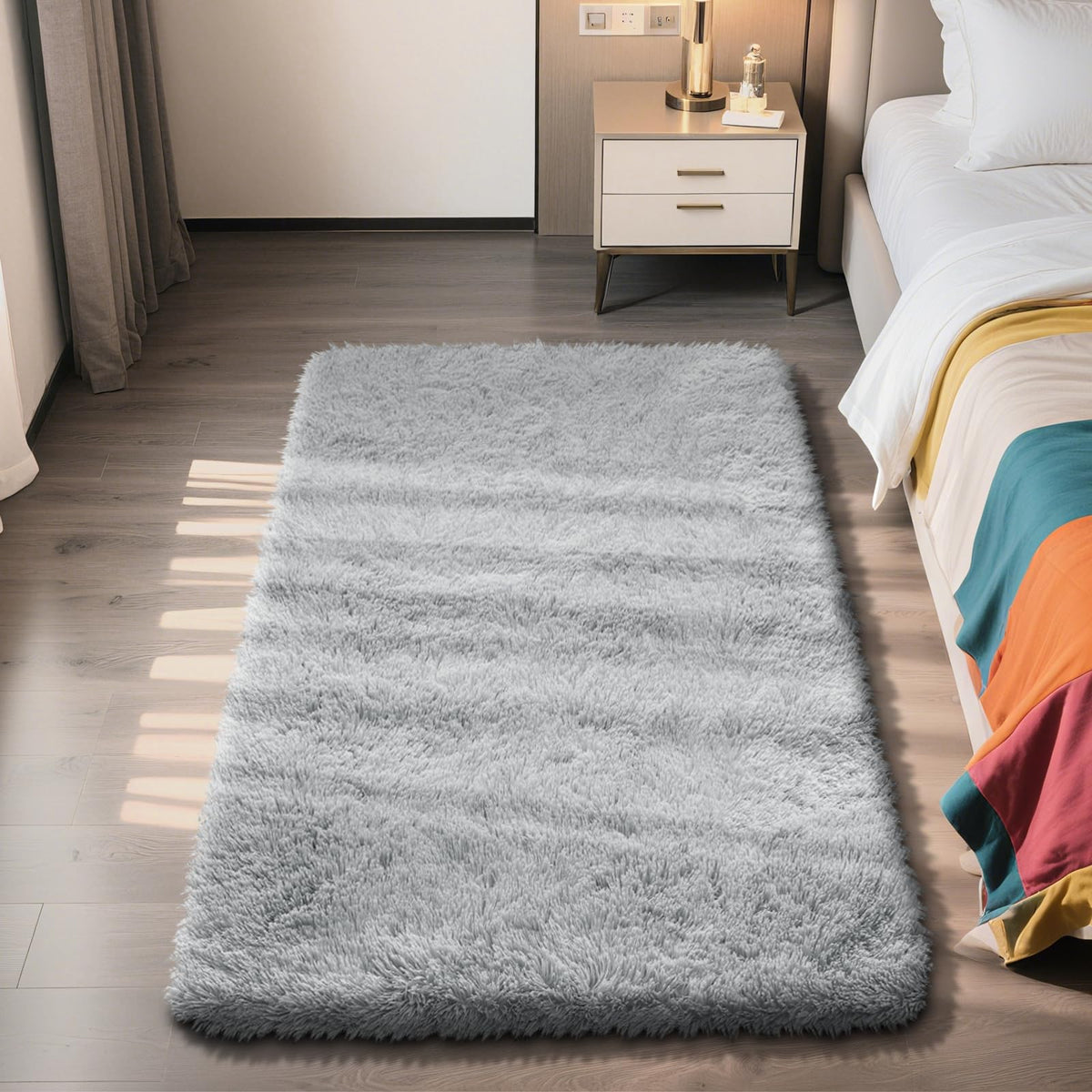 6x9 Black Fluffy Area Rug for Living Room,Large Shag Area Rugs for Bedroom