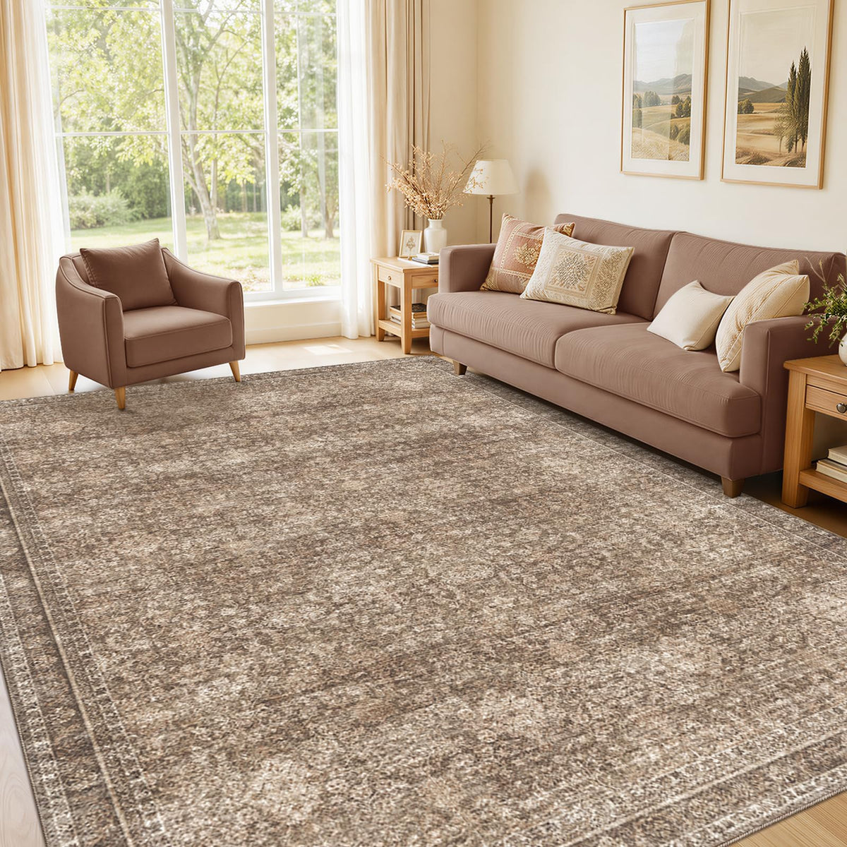 Sasttie 4x6 Area Rugs, Ultra-Soft Washable Rug for Living Room, Beige