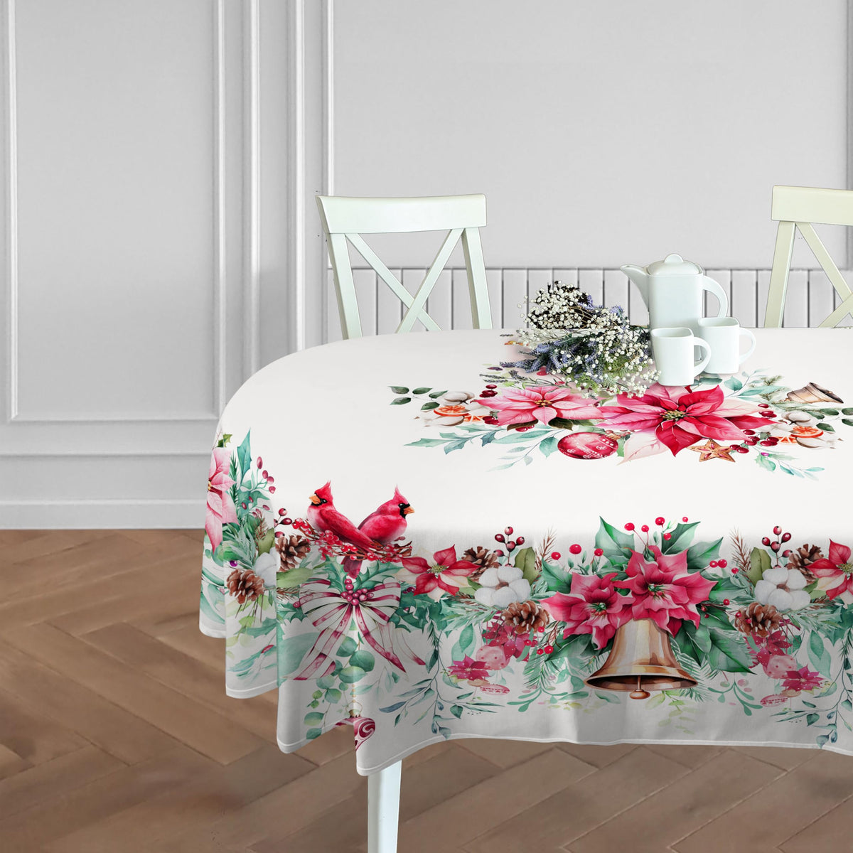 Fall Thanksgiving Double Border Decoration Tablecloth, Turkey & Pumpkin Harvest Tablecloths, Waterproof Table Cover for Dinner Kitchen Party Holiday Decorations Oval 54 x 72 Inch