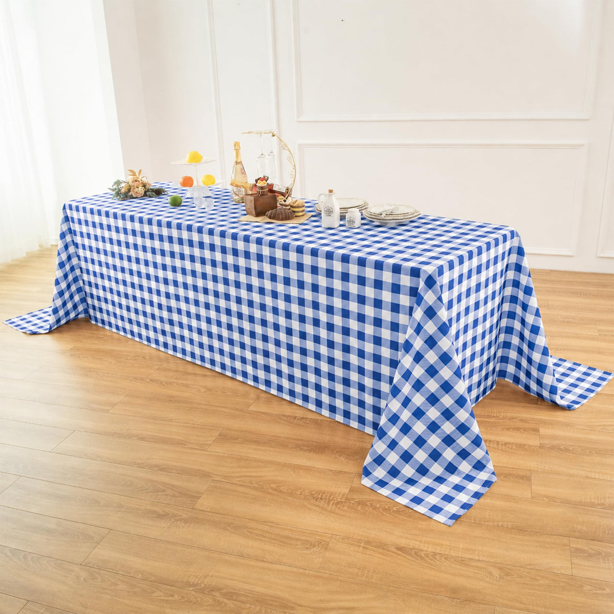 Waterproof Checkered Tablecloth Fabric - Rectangle 58x84 Inch Classic Gingham Buffalo Plaid Table Cloth for Indoor/Outdoor Use - Washable Table Cover for Kitchen, BBQs, and Parties