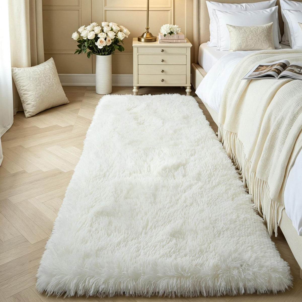 Pink Fluffy 4x6 Area Rugs for Bedroom Girls, Plush Washable Carpet