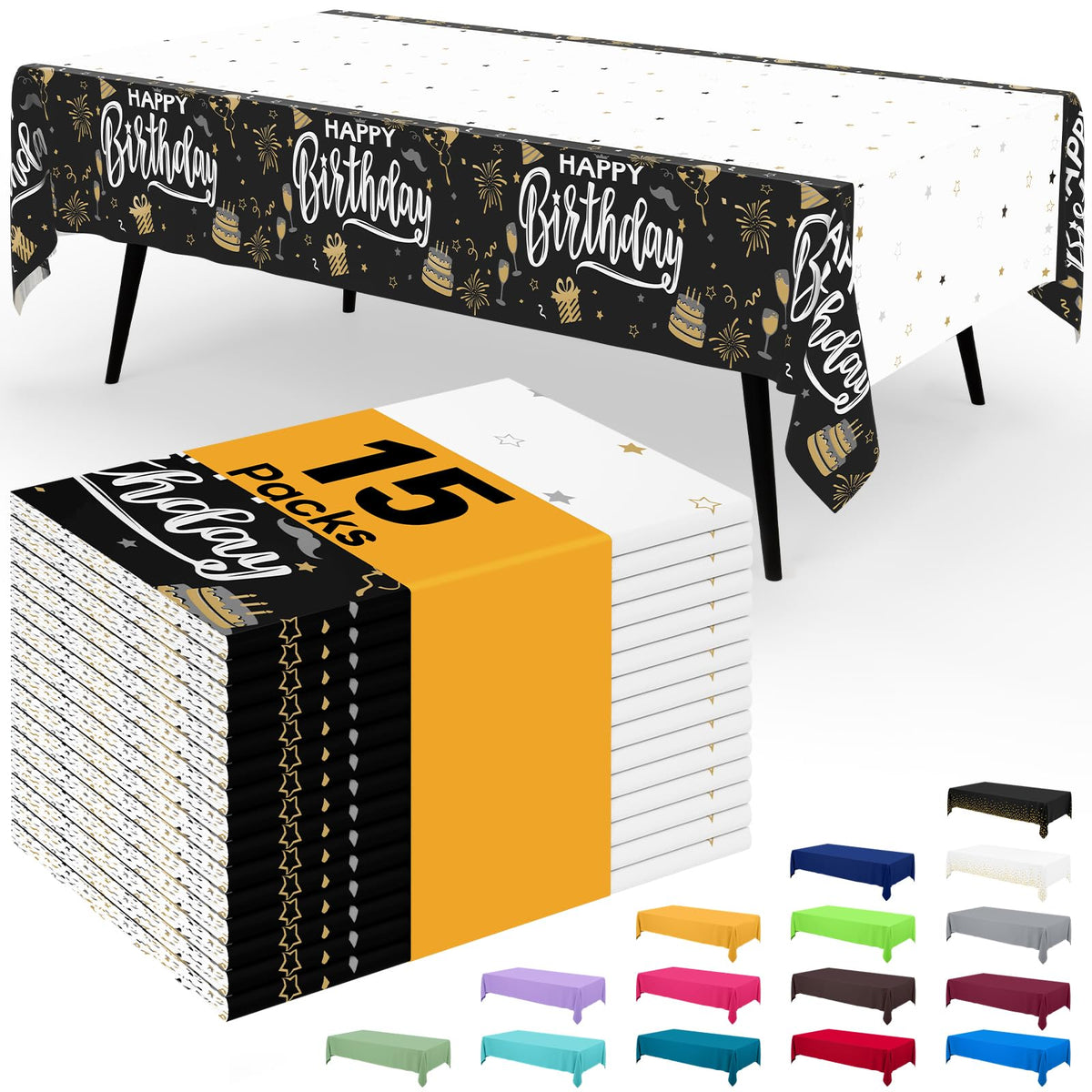 Smiry Disposable Table Cloth - 6 Pack, 54 x 108 Inch Waterproof Rectangle Tablecloths for Parties, Decorative Plastic Table Cover, Leakproof & Sturdy, White