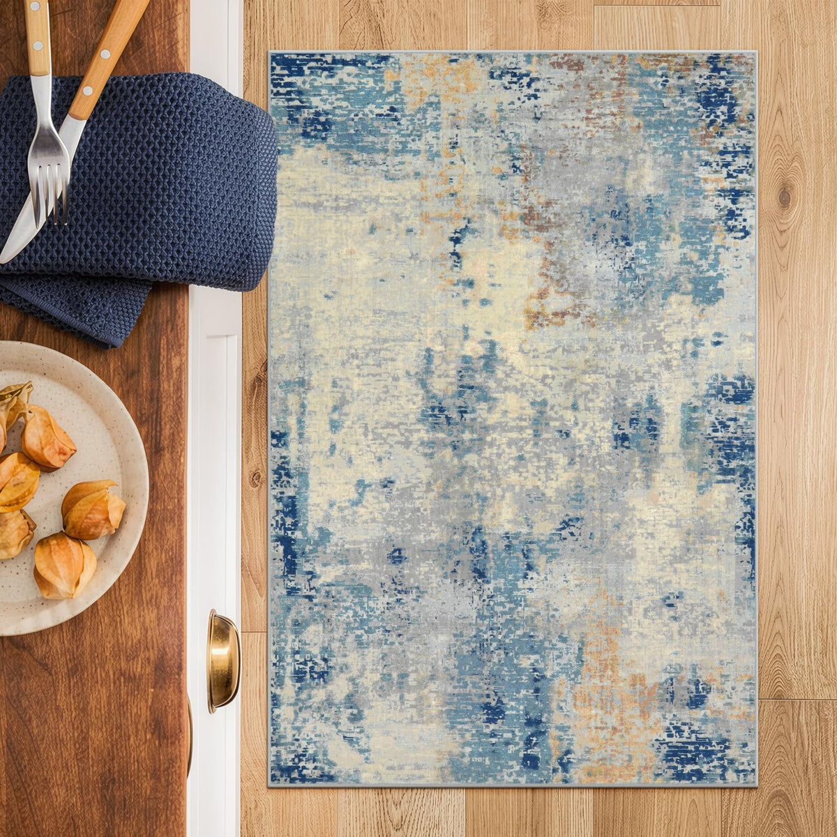 Lahome Modern Abstract Washable 5x7 Area Rugs for Living Room, Colorful Soft Bedroom Rug Low Pile Non Slip,Stain Resistance Dining Room Carpet for Nursery Office Entrance Home Office Decor