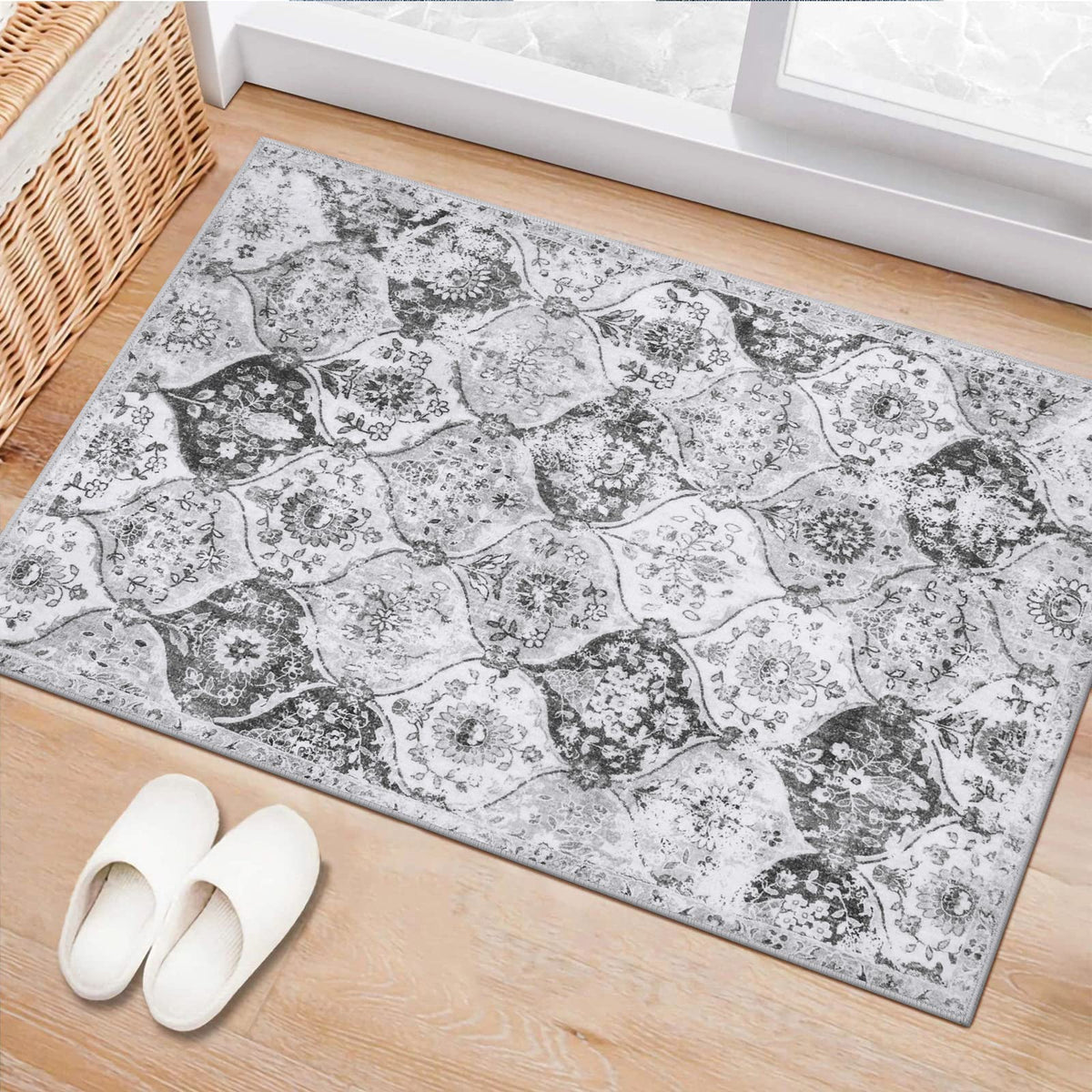 Lahome Moroccan Machine Washable Rugs for Living Room, 4x6 Rug for Bedroom