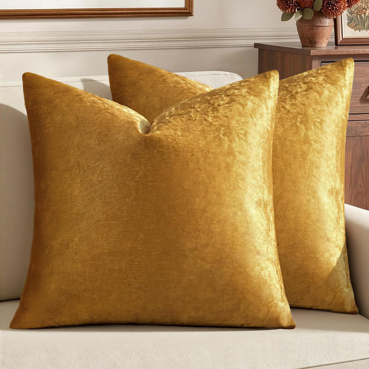 MIULEE Velvet Throw Pillow Covers 18x18 Inch Pack of 2 Dark Blue