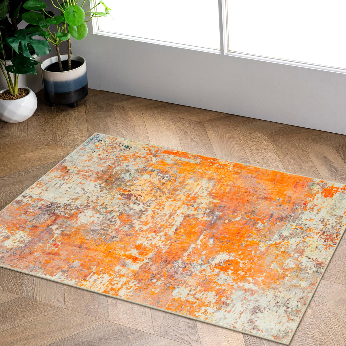 Lahome Modern Abstract Washable 5x7 Area Rugs for Living Room, Colorful Soft Bedroom Rug Low Pile Non Slip,Stain Resistance Dining Room Carpet for Nursery Office Entrance Home Office Decor