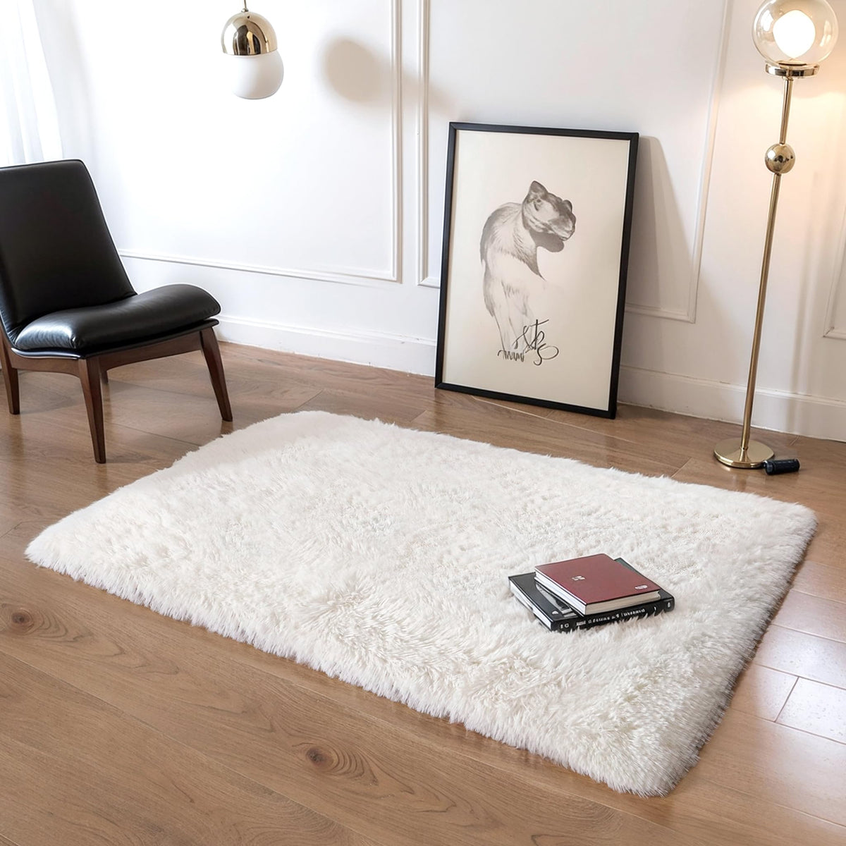 Pink Fluffy 4x6 Area Rugs for Bedroom Girls, Plush Washable Carpet