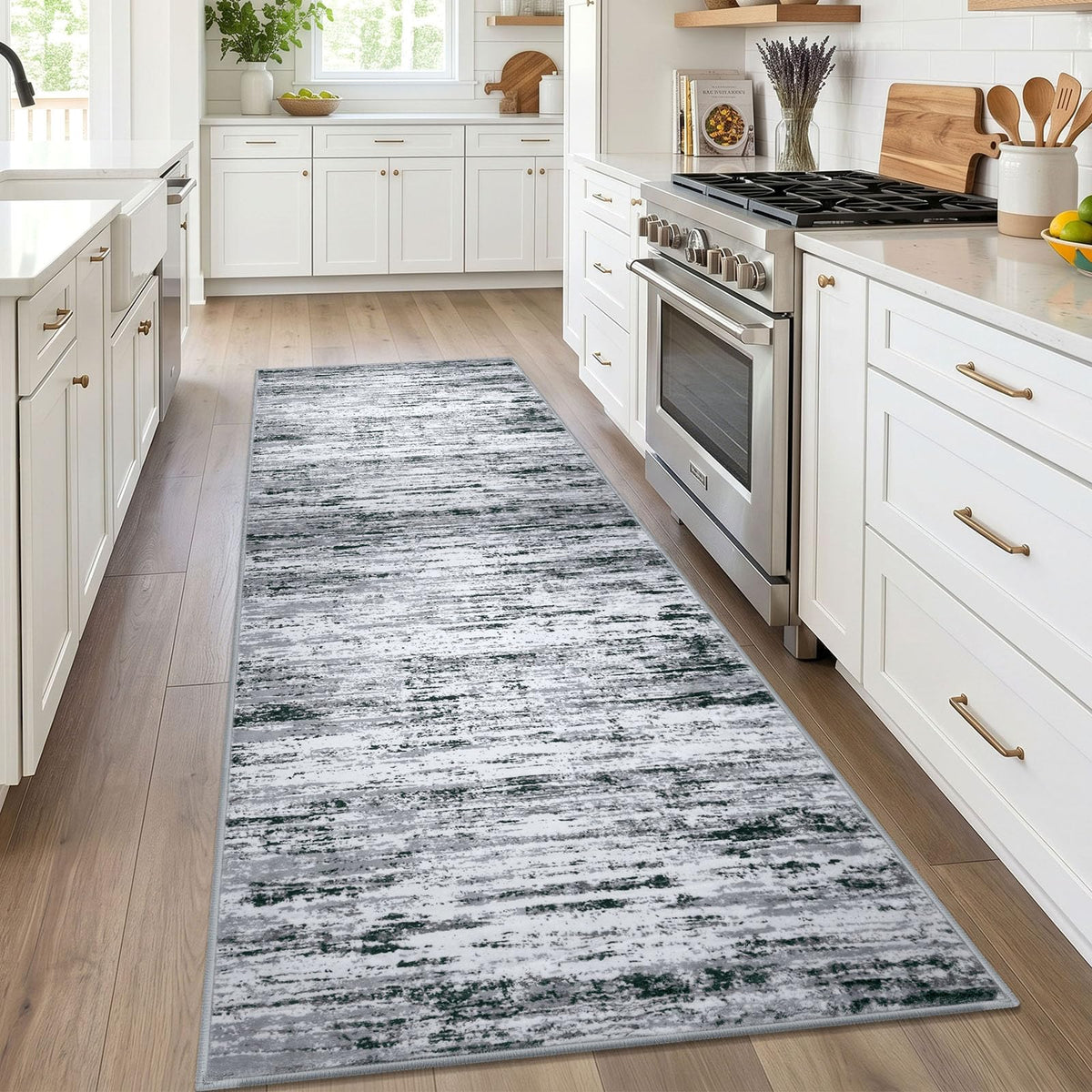 Lansny Abstract 2x3 Area Rug Small Washable Entryway Rug Non Slip Door Mat