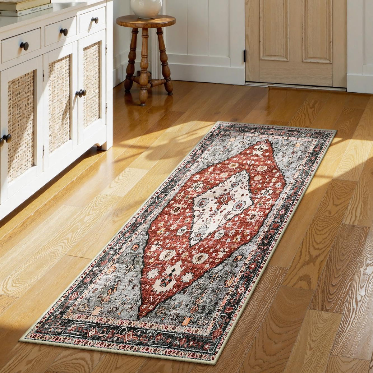 Lahome Felice Boho Tribal 2x3 Washable Small Rugs for Entryway Doormat Indoor Entrance, Throw Rugs with Rubber Backing, Bohemian Soft Non-Slip Bathroom Carpet for Bath Front Door Kitchen Floor