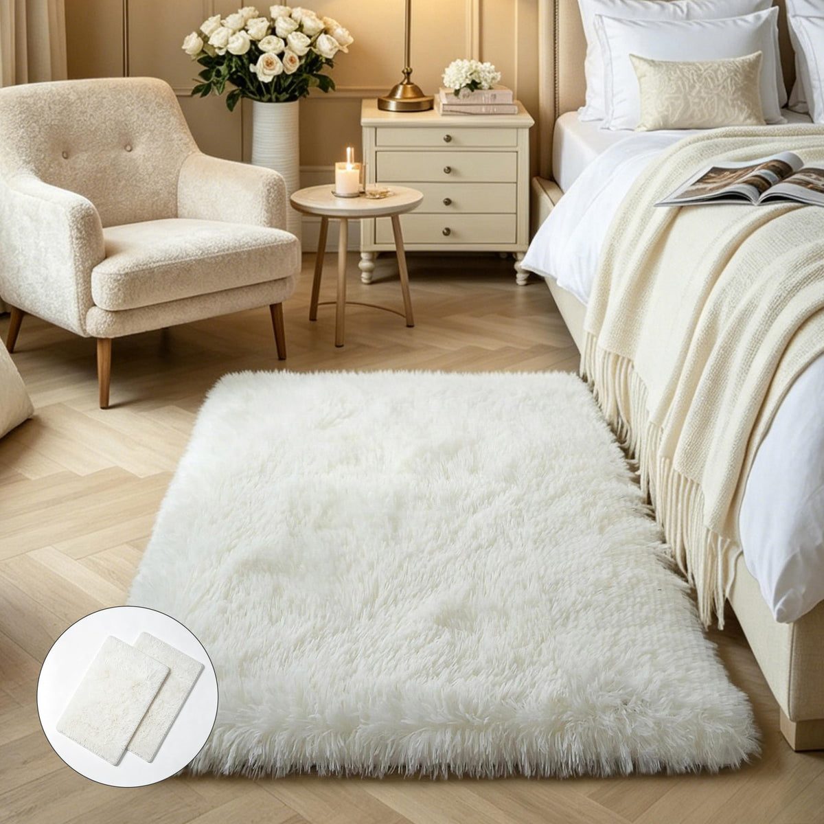 Pink Fluffy 4x6 Area Rugs for Bedroom Girls, Plush Washable Carpet