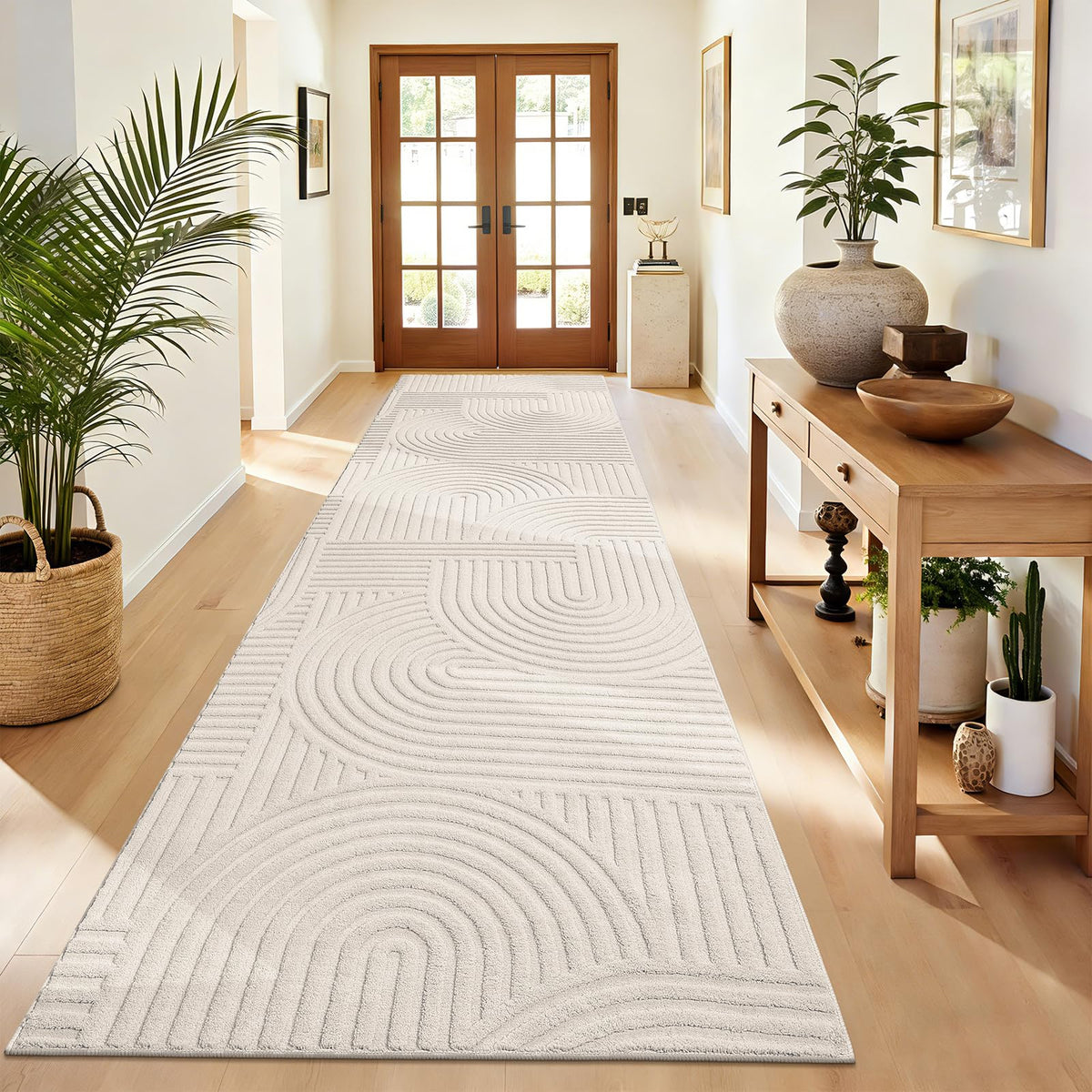 Pauwer 5x7 Area Rugs for Living Room, Modern Non Slip Washable Rug, Beige