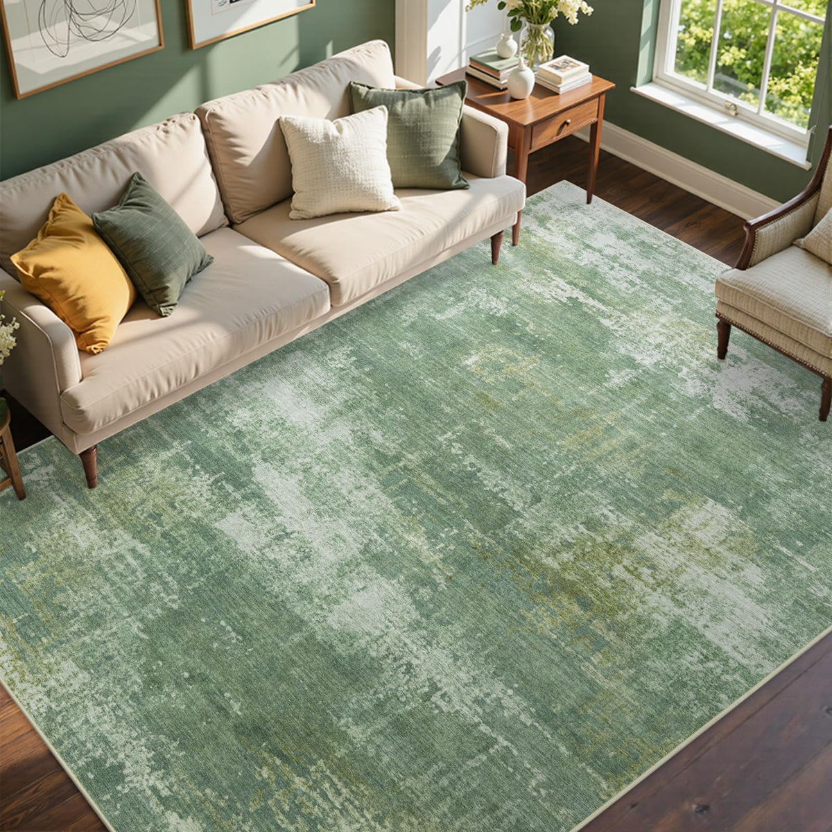 6x9 Ft Large Area Rugs for Living Room, Soft Non-Slip Washable Rugs Modern Abstract Pattern Carpet for Bedroom Indoor Floor Nursery Home Decor (Blue)