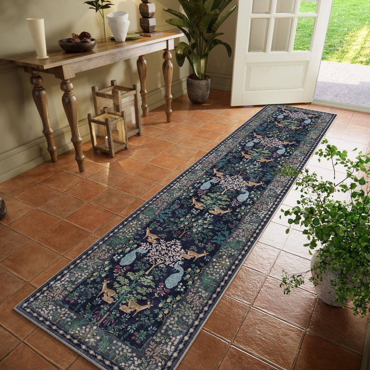 Washable Area Rugs for Living Room: 9x12 Area Rug for Bedroom Vintage Stain Resistant Non Slip Low Pile Lightweight Soft Carpet for Kitchen Dining Room Farmhouse Kids Room Nursery