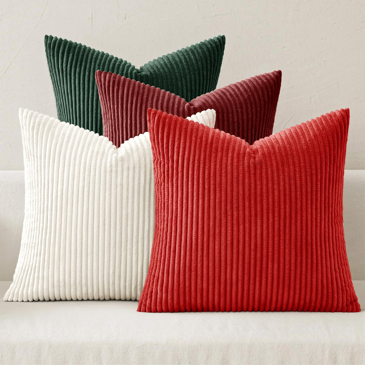 MIULEE Soft Corduroy Decorative Throw Pillow Covers Forest Green 18x18