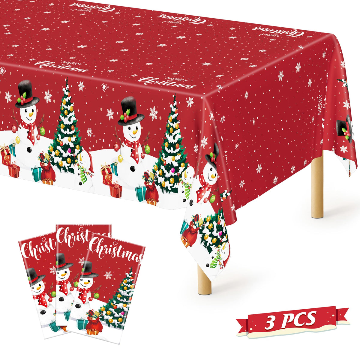 QZYL 4 Packs White Plastic Tablecloth, Large Sturdy Disposable Table Cloth