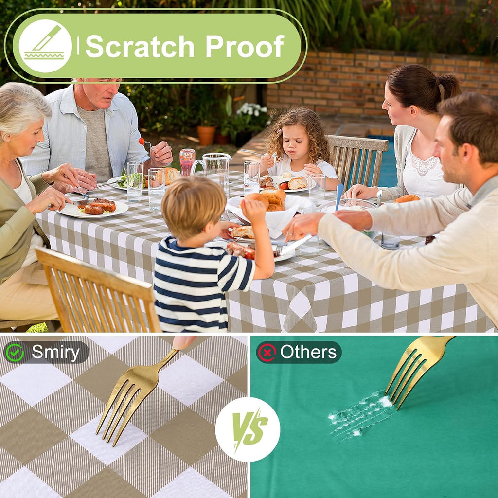Smiry Picnic Table Cloth, Vinyl Tablecloths with Flannel Backing, 60"x84"