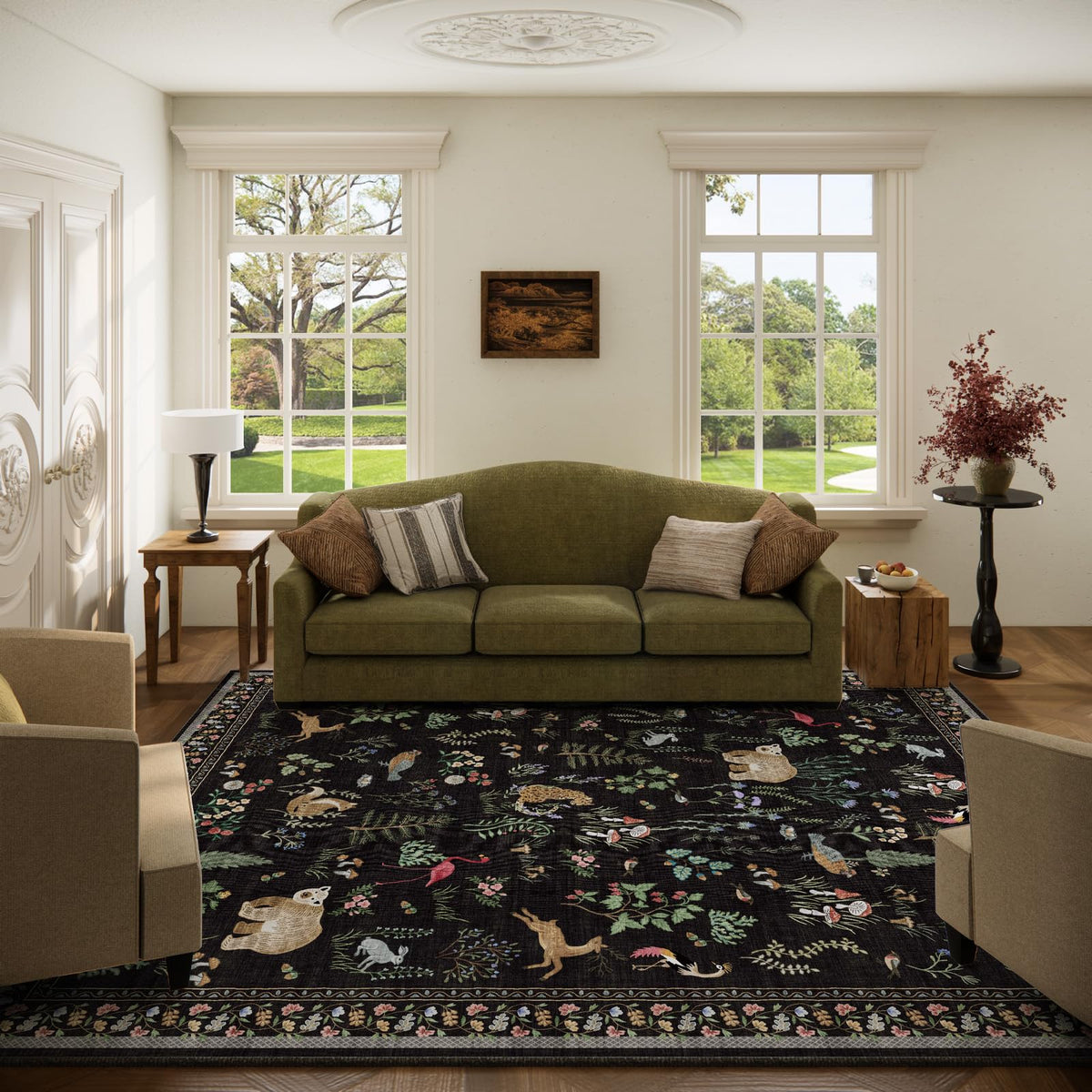 Washable Area Rugs for Living Room: 9x12 Area Rug for Bedroom Vintage Stain Resistant Non Slip Low Pile Lightweight Soft Carpet for Kitchen Dining Room Farmhouse Kids Room Nursery