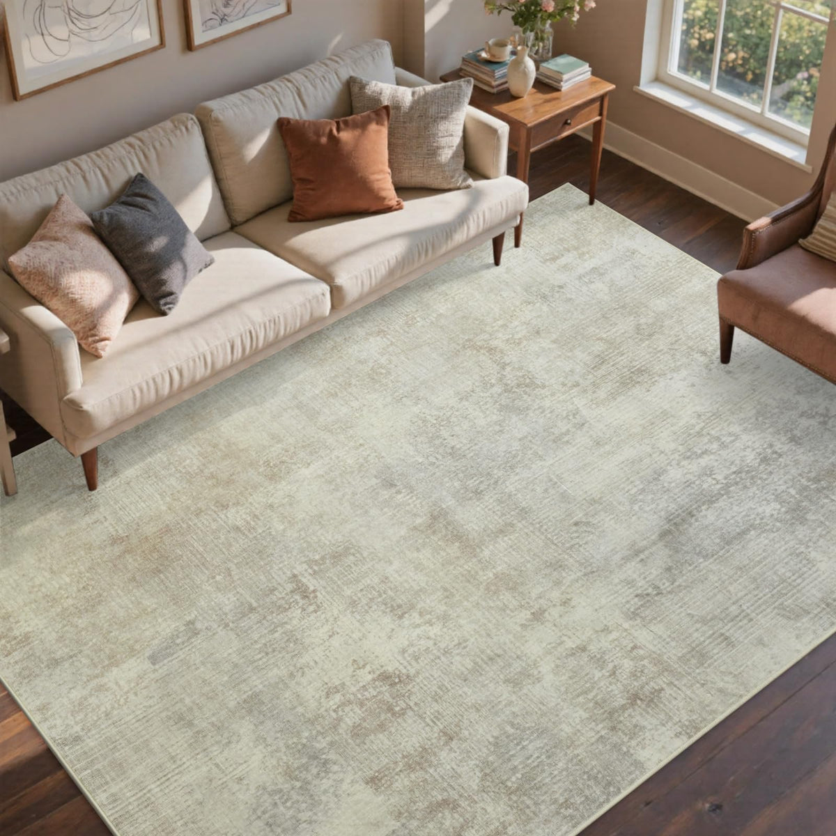 6x9 Ft Large Area Rugs for Living Room, Soft Non-Slip Washable Rugs Modern Abstract Pattern Carpet for Bedroom Indoor Floor Nursery Home Decor (Blue)