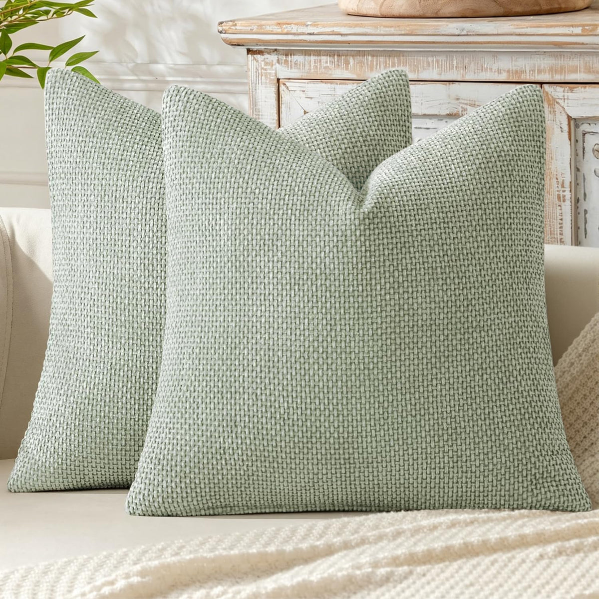 MIULEE Decorative Couch Throw Pillow Covers 18x18 Inch Coastal Blue 2 Pack