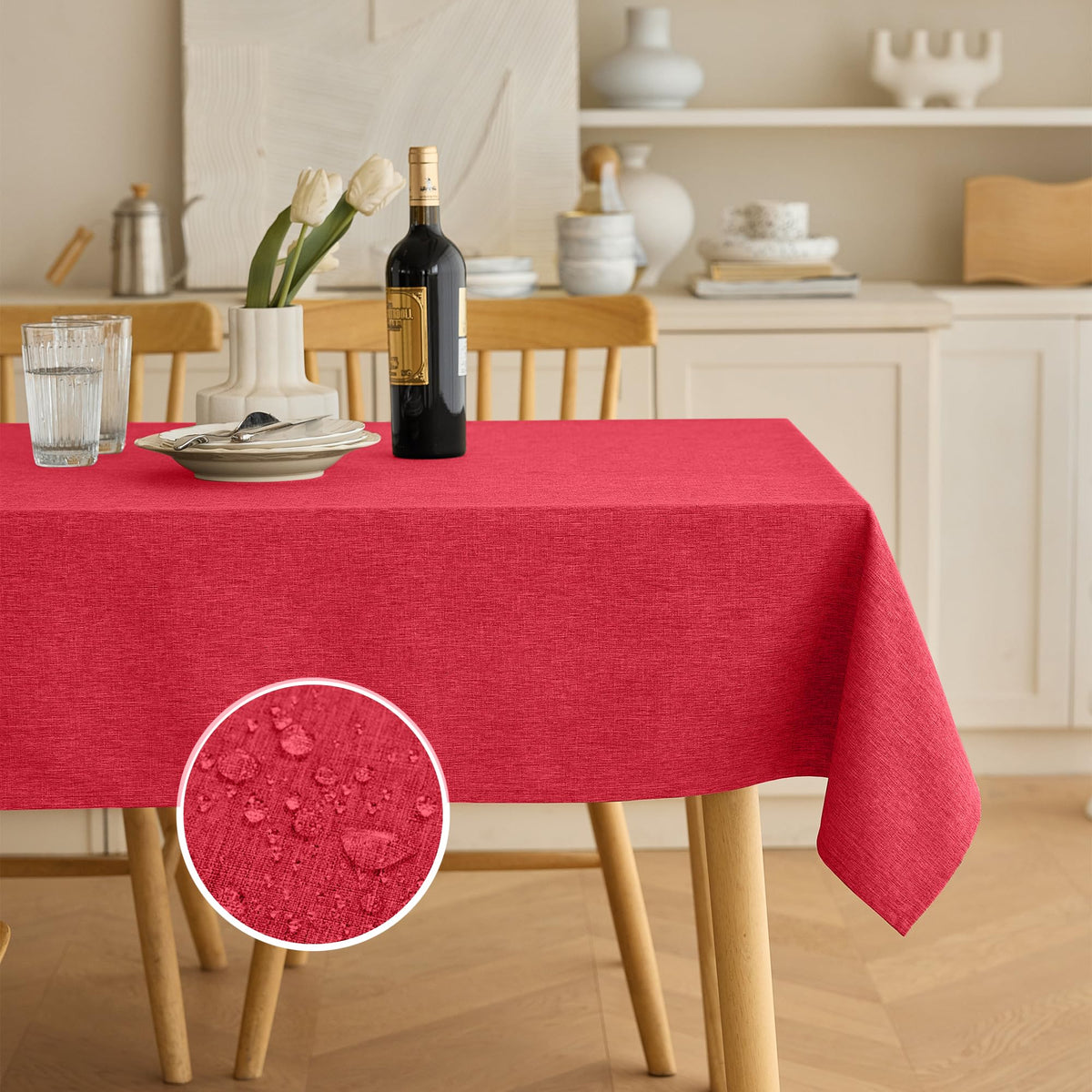 Decorelia Sage Green Linen Textured Tablecloth Rectangular 52 x70 Inch