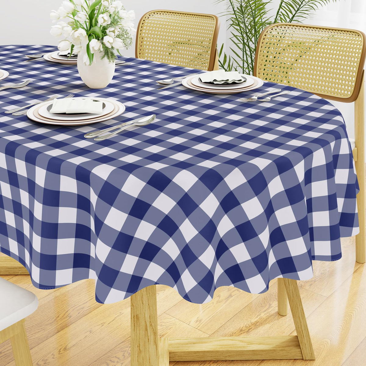 Smiry Picnic Table Cloth, Vinyl Tablecloths with Flannel Backing, 60"x84"