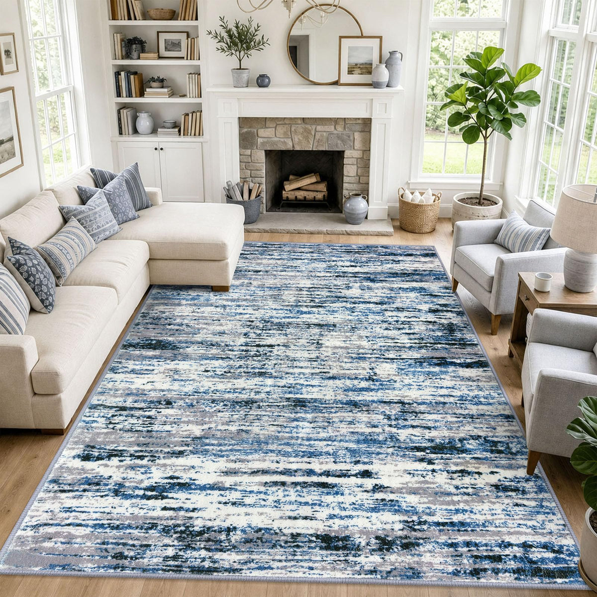 Lansny Abstract 2x3 Area Rug Small Washable Entryway Rug Non Slip Door Mat